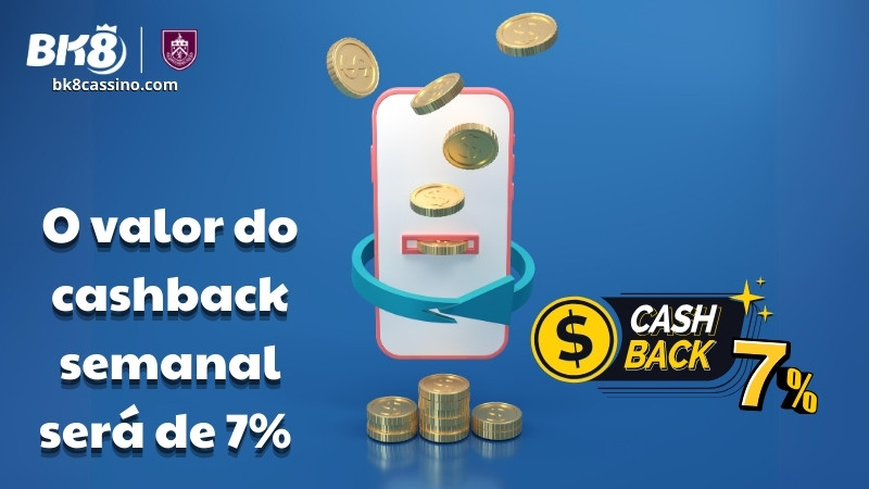 O valor do cashback semanal será de 7% das perdas acumuladas